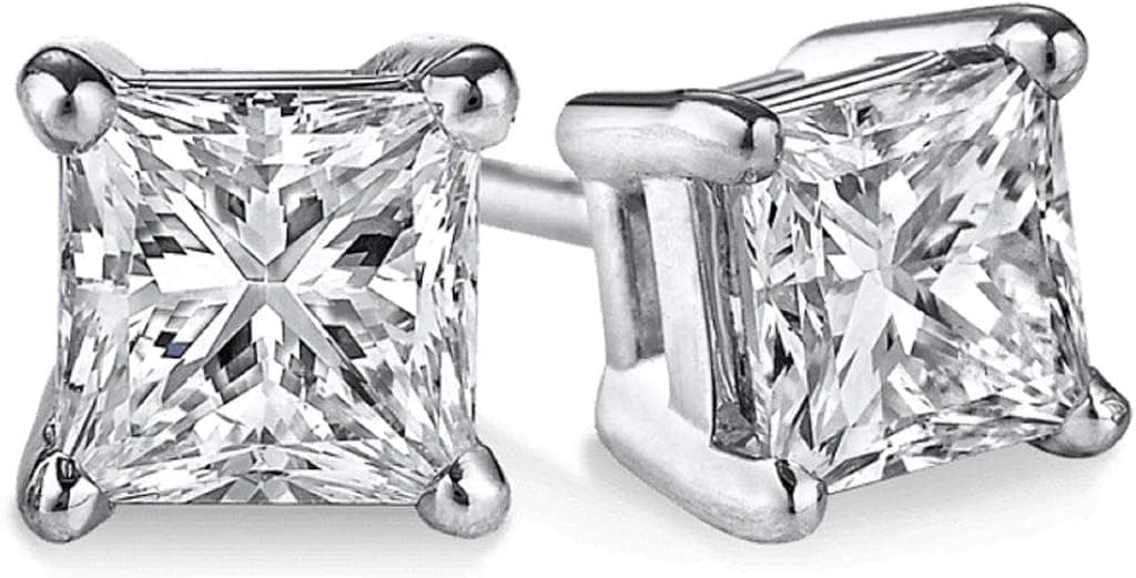 PARIKHS (IGI Certified 0.70ct & up) Princess cut Diamond stud 14K from 0.04ct to 2.00ct Clarity-I3
