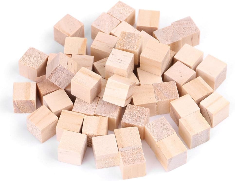50pcs Wood Cubes for Craft WoodBlocks Natural Handmade Woodcrafts for DIY Crafts Kids Toy Home Decoration(10mm)