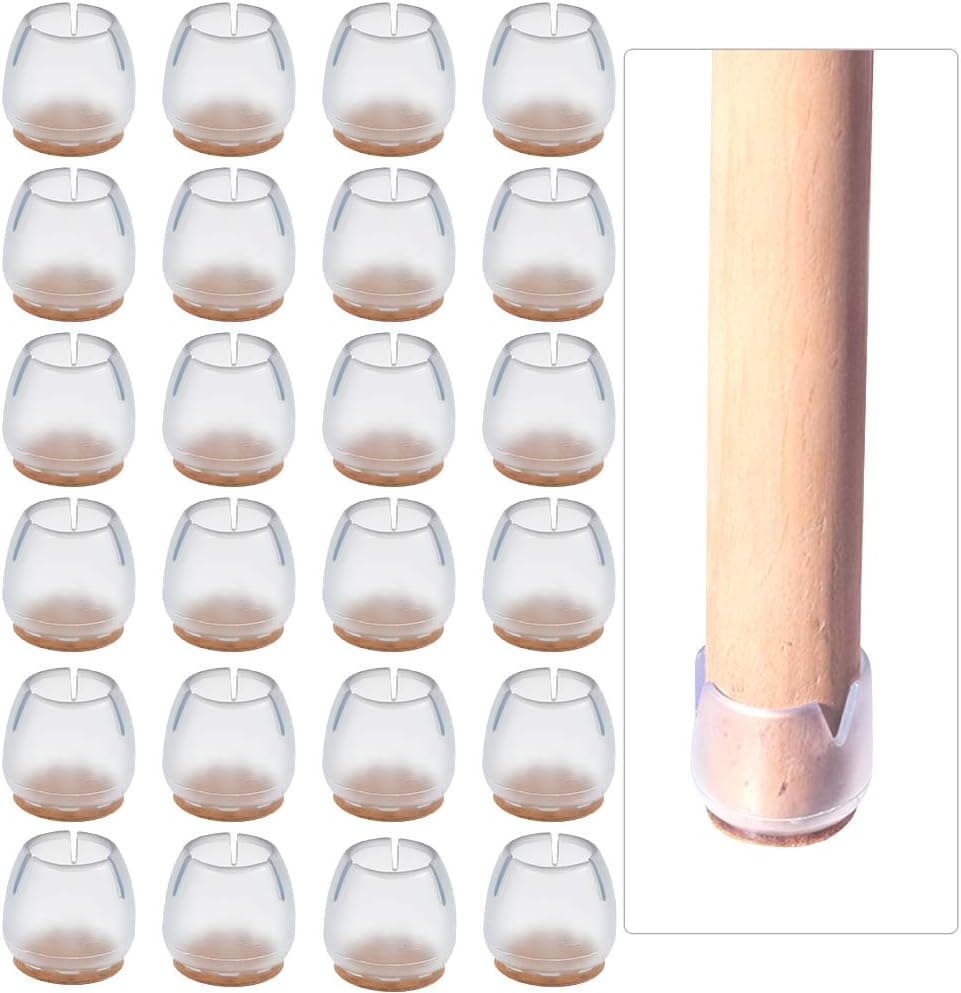 32 Pack Chair Leg Caps Silicone Floor Protector, Round Chair Leg Protectors, Chair Leg Caps Round Clear, Silicone Feet Table Covers fit for 0.98'' -1.18''