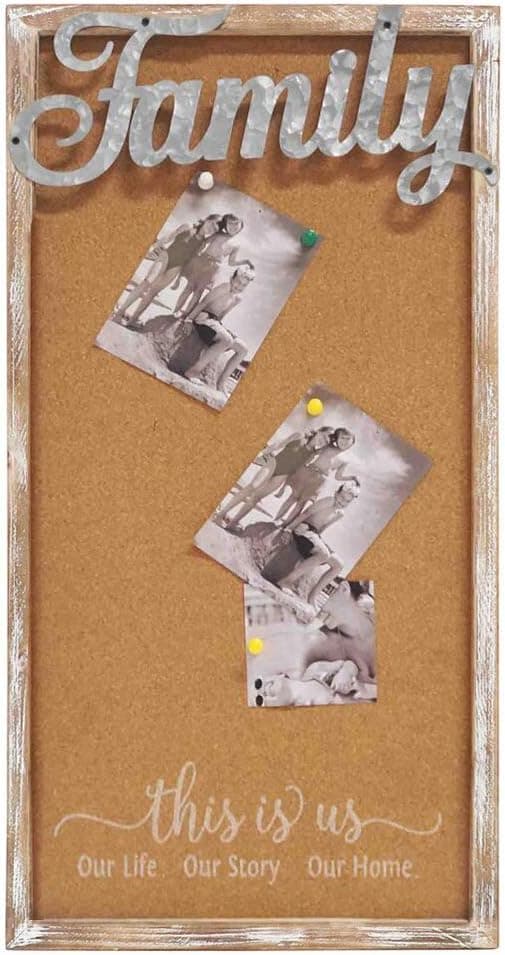 Family Photo Frame Collage with Rustic Wood Frame for Home,Kitchen,Living Room,Shabby Chic Memo Board Large Bulletin Board Farmhouse Picture Frame 12" x 24"
