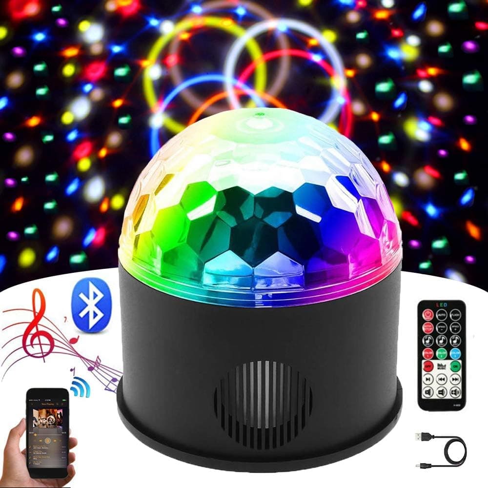 Kebert Bluetooth Disco Ball Light, 9 Colors Sound Activated Dj Party Lights, Usb Led Disco Lights with Speaker and Remote Control for Christmas Birthday Wedding Party Bedroom Kids Gifts