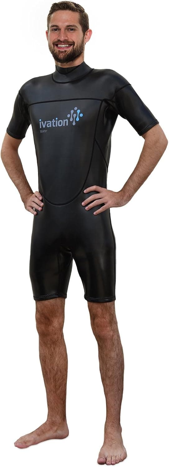 Ivation 3mm Wind-Resistant Short Wetsuit for Men - Crafted of Premium Flexible Neoprene with Flatlock Construction