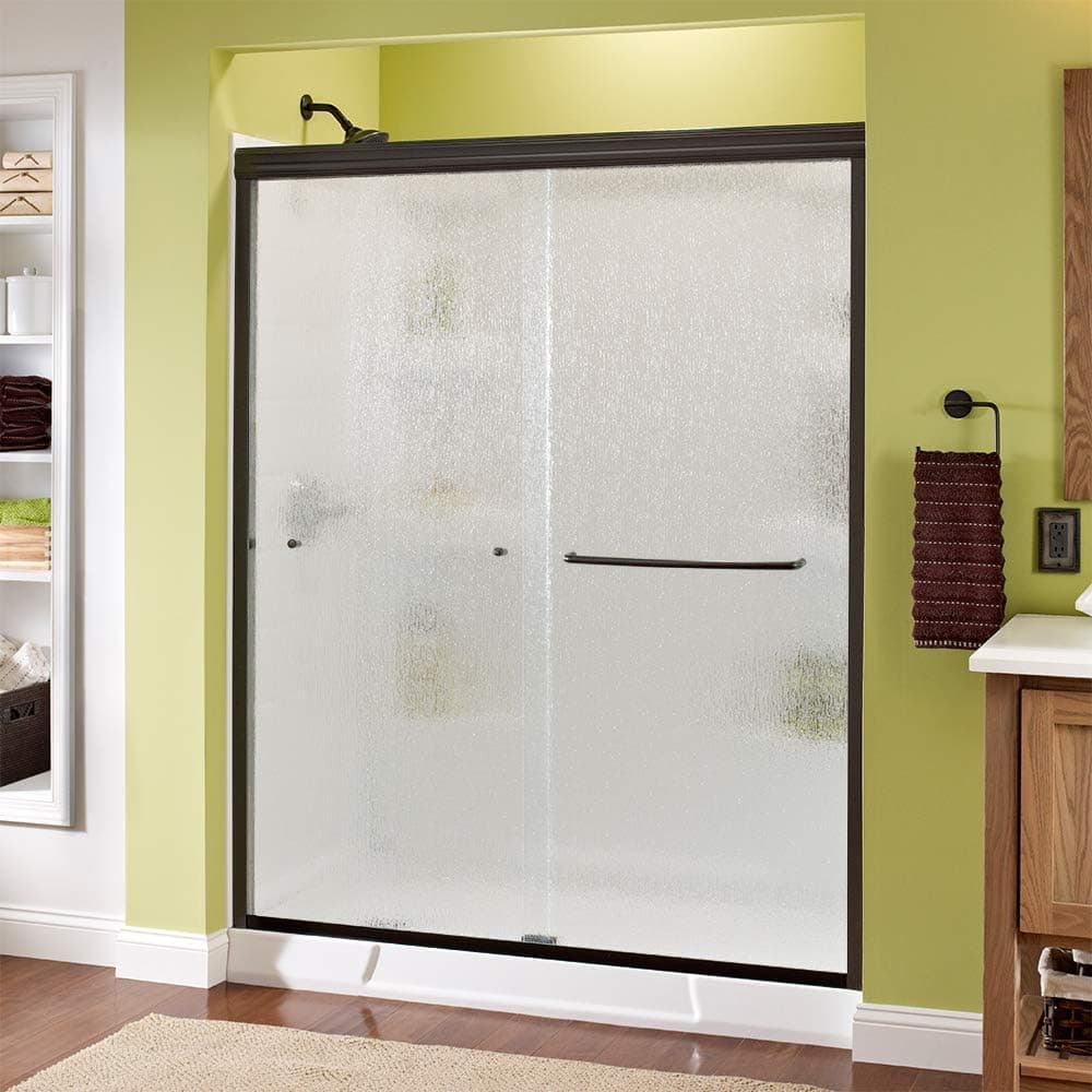 Delta Shower Doors SD3956980 Classic Semi-Frameless Traditional Sliding Shower 60"x70", Bronze Track
