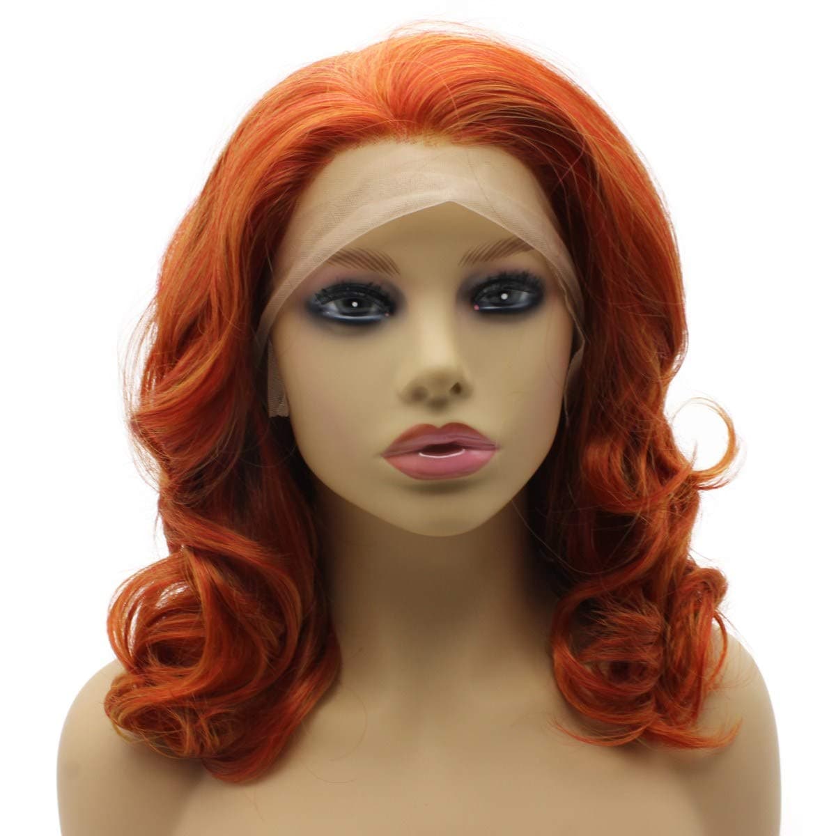 Iewig Shoulder Length Wavy Synthetic Lace Front Wig Reddish Wig