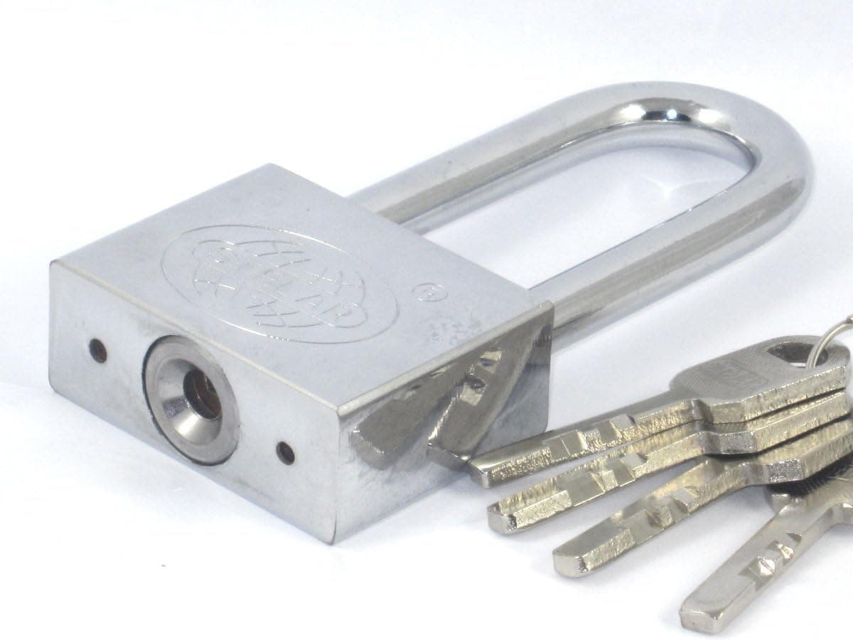 Online Best Service 4 Pack Lot Long Shank Padlock 70mm 2.75" Long Shaft & 3 Keys 4.25" Total Length