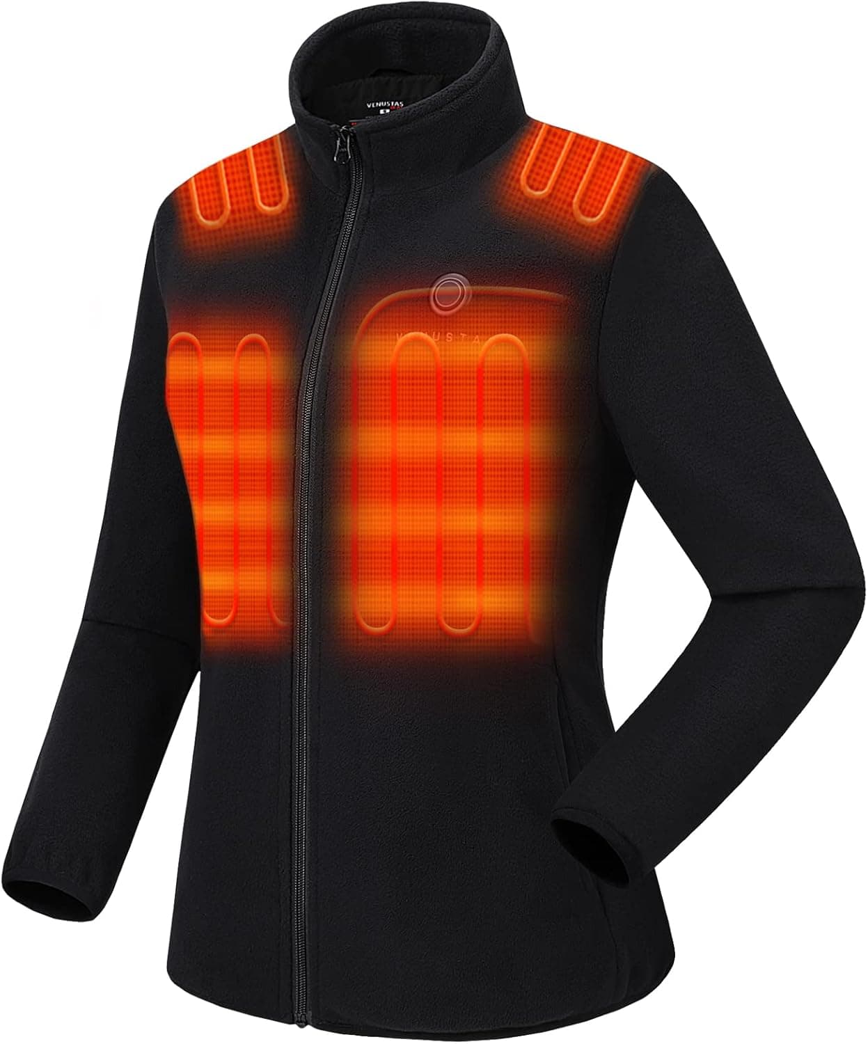 Venustas Women's Fleece Heated Jacket with Battery Pack 7.4V, 5 heating zones, Fleece Heated Coat with Premium Zippers
