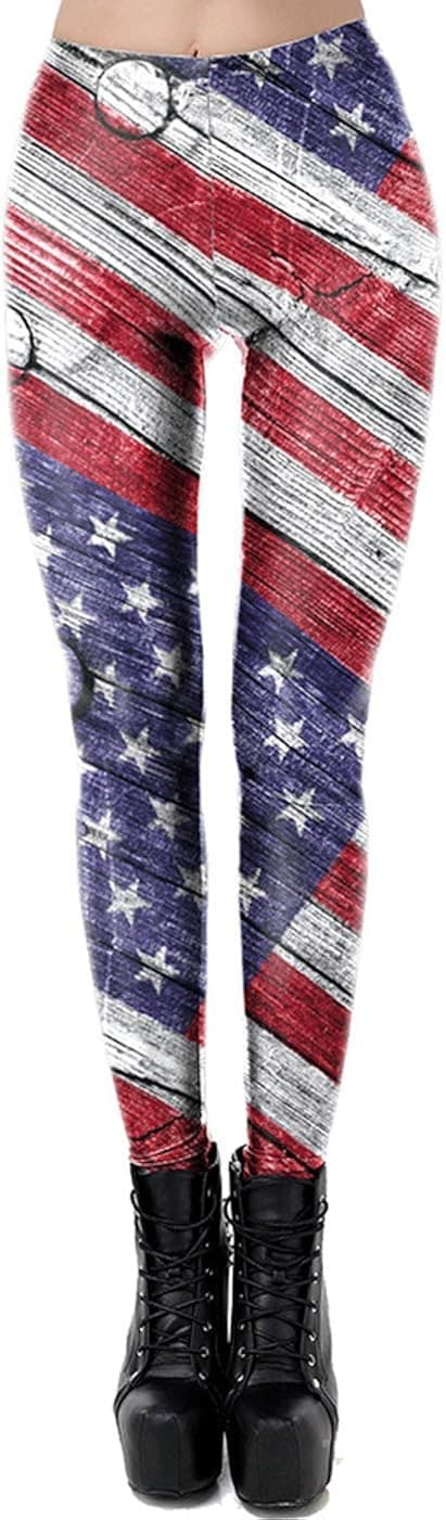GRAJTCIN Womens American Flag Leggings 4th of July Independence Yoga Patriotic Pants