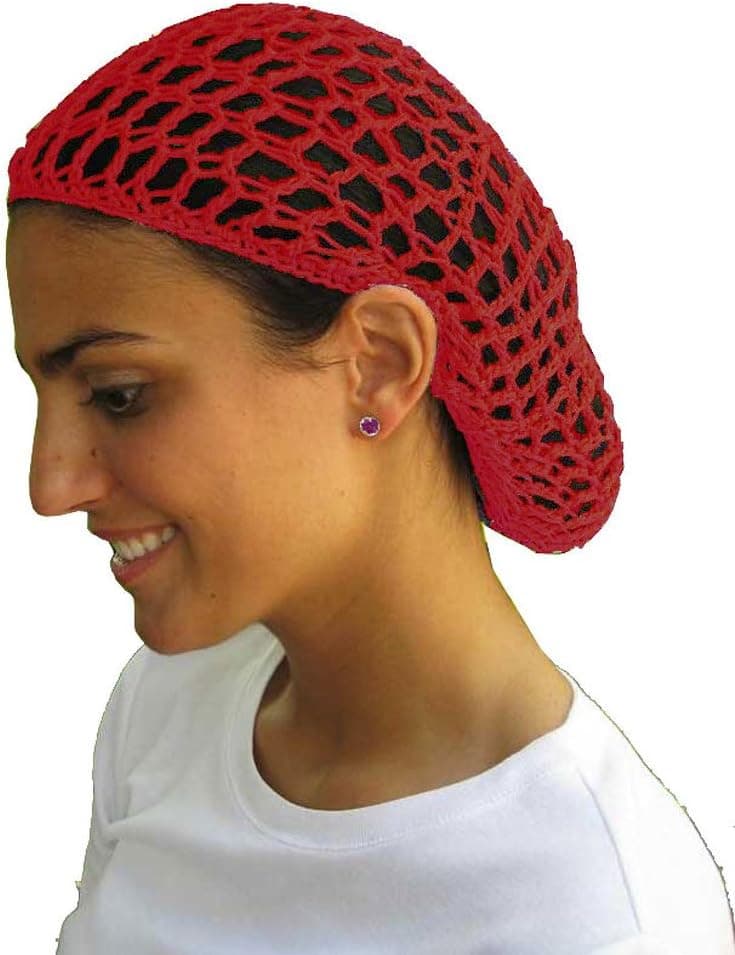 Red Hair Net - Snood - Crochet Hair Net Snood In Red