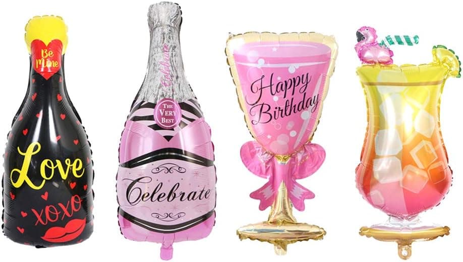 Huture 40" Giant Champagne Bottle Balloon Cocktail Bottle Balloons Wine Mylar Balloons Pink Foil Balloon Reusable Helium Balloon Huge Fun Foil Latex-free Balloons for Birthday Beer Party Decoration