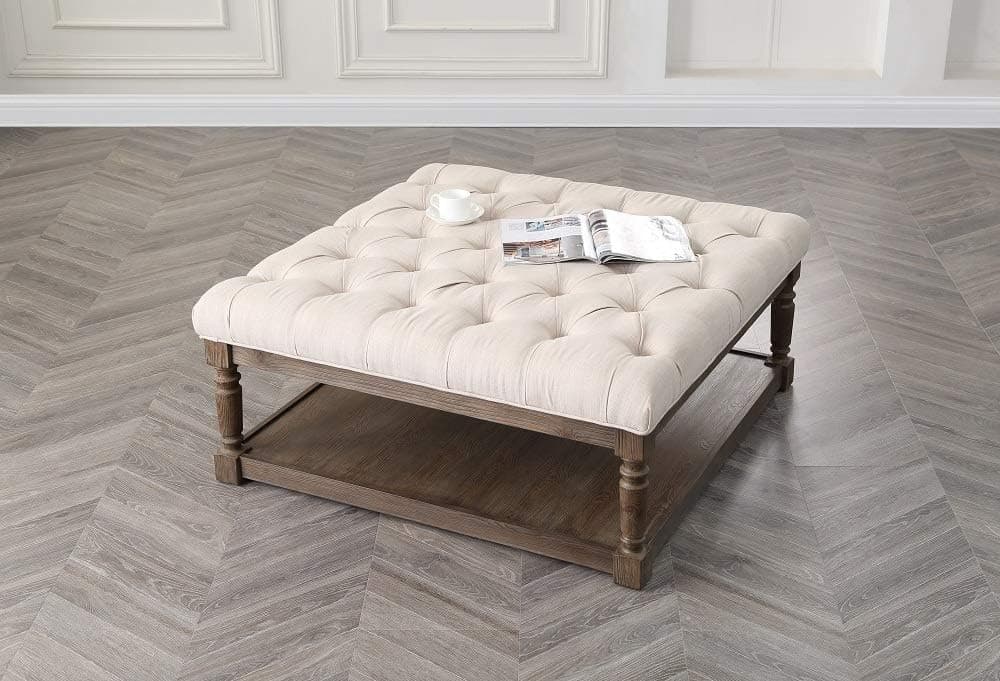 Best Master Furniture Kari Cocktail Ottoman With Open Storage, Beige
