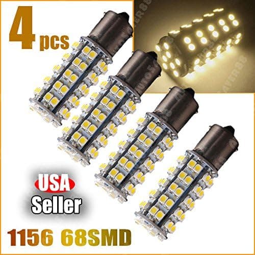 Focuslife 4PCS Warm White Car RV Trailer 1156 BA15S 68SMD Corner LED Light Lamps 7503 1141