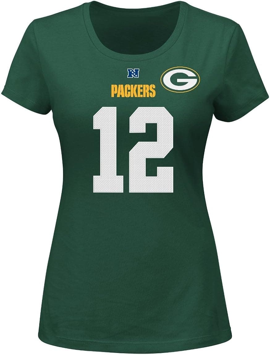 Majestic Aaron Rodgers Womens Green Fair Catch Jersey Name & Number T-Shirt XX-Large