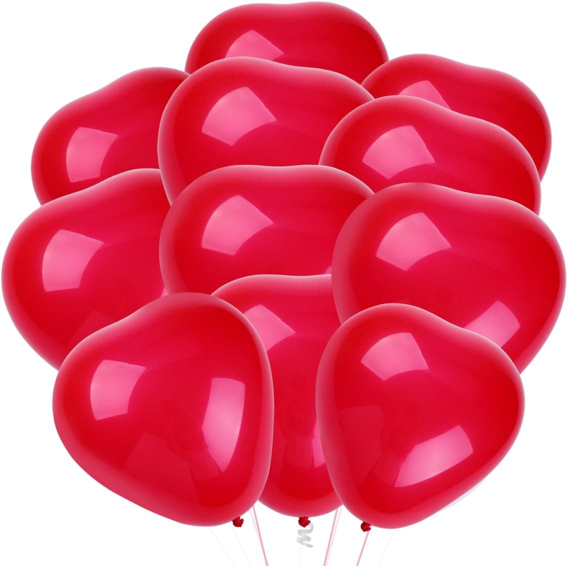 NUOLUX 50pcs Heart Latex Balloons 10 Inch 2.2g Creative Party Balloons Decoration Supplies (Red)
