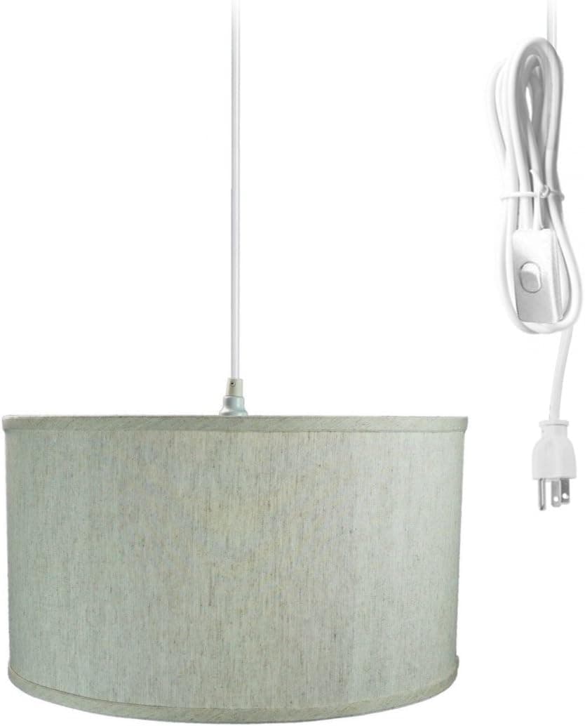 HomeConcept 1 Light Swag Plug-in Pendant 18" w Textured Oatmeal Shade, 17' White Cord
