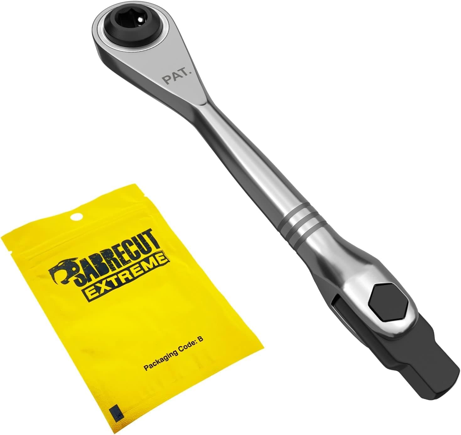 1 x SabreCut MRSC04 Mini Micro Ratchet 1/4" (6.3mm) HEX Adjustable 1/4" Square Drive Stainless Steel Professional 72 Tooth Gear Hand Ratchet Wrench