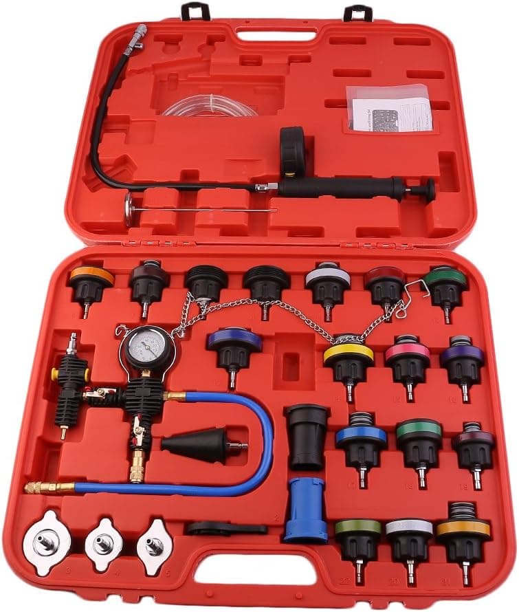 Car Radiator Pressure Tester and Vacuum Type Cooling System Purge Refill Kit 28pcs with Case