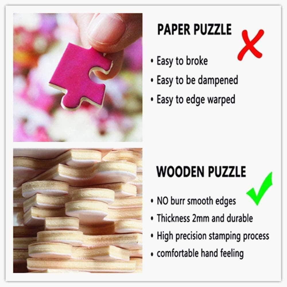 Q&K Jigsaw Puzzles 500 Piece for Adults Wooden Abstract Frog Animal Art Puzzle Game Toys Challenging DIY Assemble Classic Art Love Unique Gift