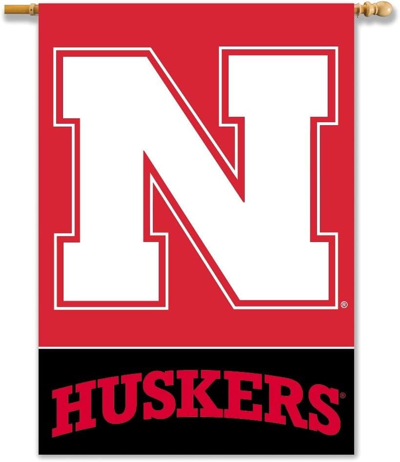 NCAA Nebraska Cornhuskers "Huskers" 2-Side Banner with Pole Sleeve, 28x40-Inch