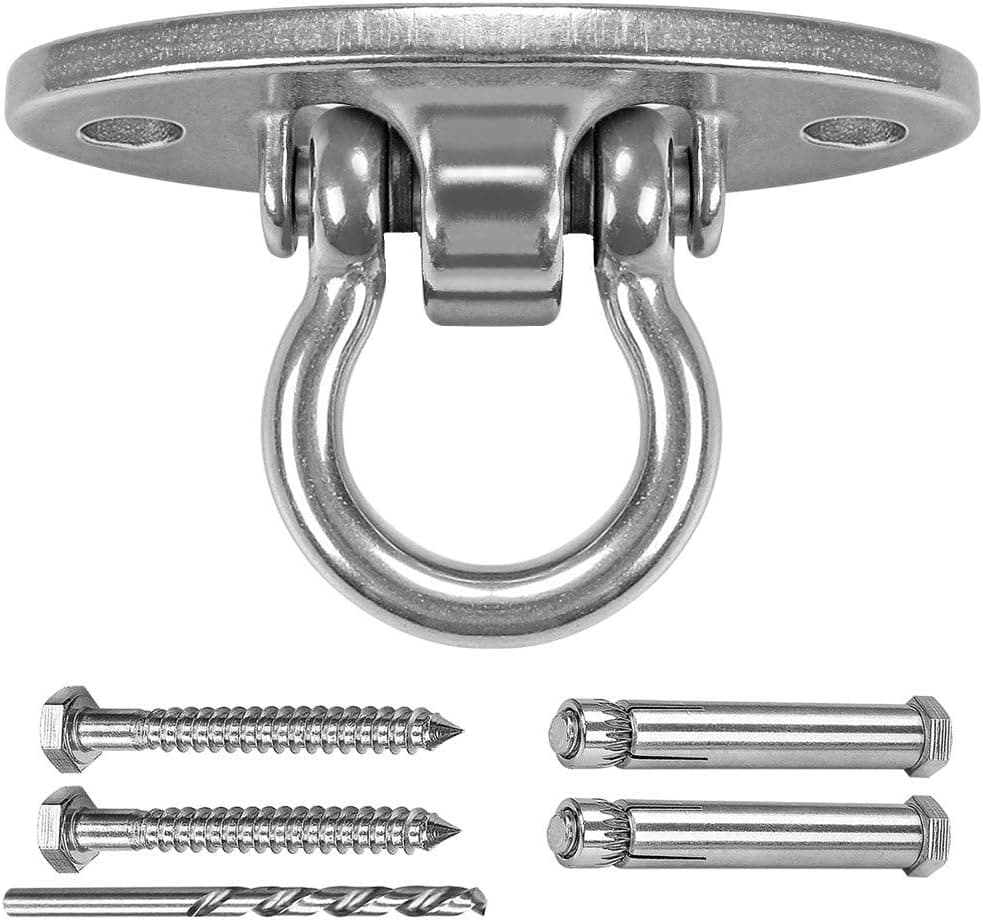 9M Dakzhou Stainless Steel 304 Heavy Duty Hangers Playground Porch Swing sandbag Yoga Chair Hammock Cradle Wooden Indoor Outdoor Swing 180° 2000LB mounting Screws