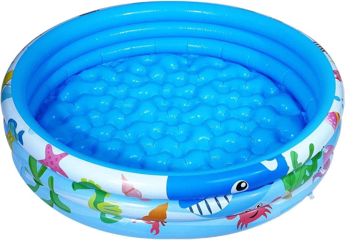 Inflatable Baby Pool Kiddie Pool: 3 Rings Round Swimming Pool for Kids Toddlers Adults Summer Wading Pool Party Games Play - Water Baby Blow up Pool for Indoor Outdoor Garden Yard Ages 3+