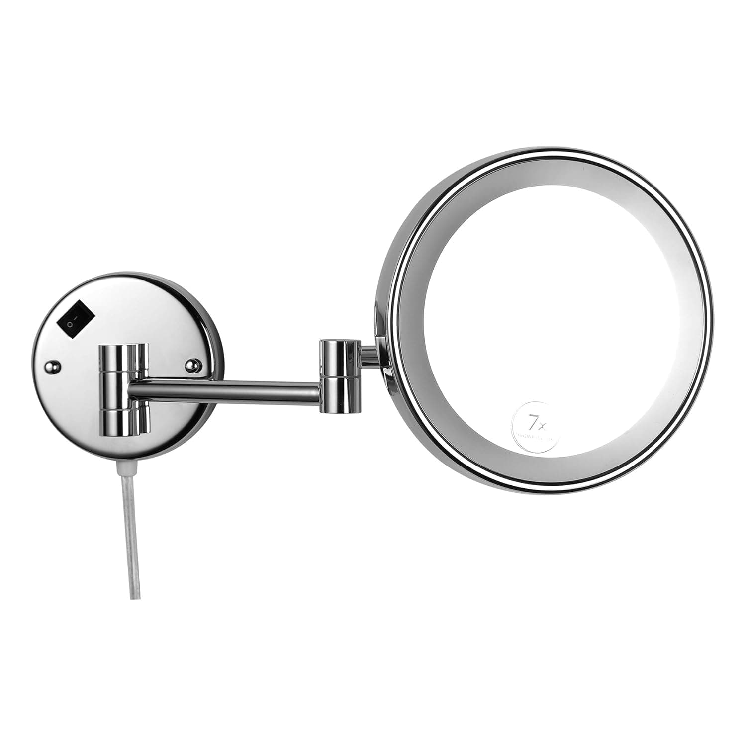 LANSI LED Lighted Wall Mounted Makeup Mirror,7X Magnification Makeup Mirror Single-Sided Mirrors for Bathroom Vanity,8 inch,Chrome Finished