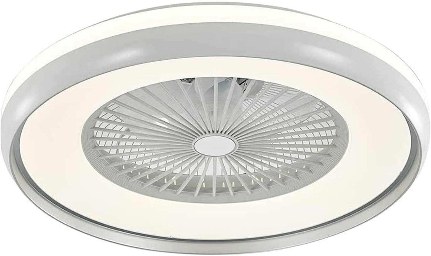 TFCFL Modern Dimmable Ceiling Fan with LED Light, 20" Semi Flush Mount Chandelier Fan Remote Control 3 Colors 3 Speeds with Hidden Blades Low Profile Fan for Bedroom Kids Room (White & Gray)