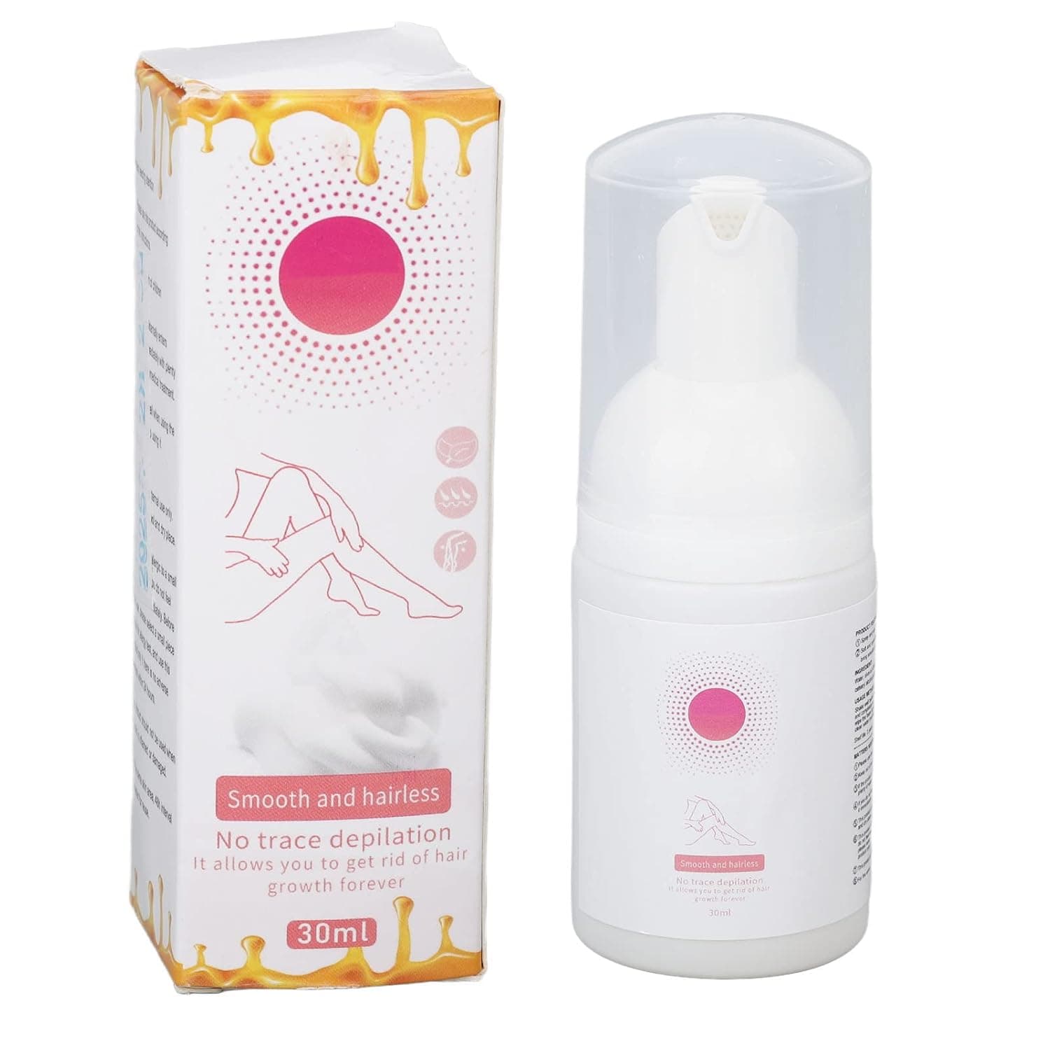 30ml Hair Removal Spray, Beeswax Mousse Plant Extract Moisturizing Depilatory Spray Foam Hair Depilatory Cream for Arms Legs for Home and Travel Use