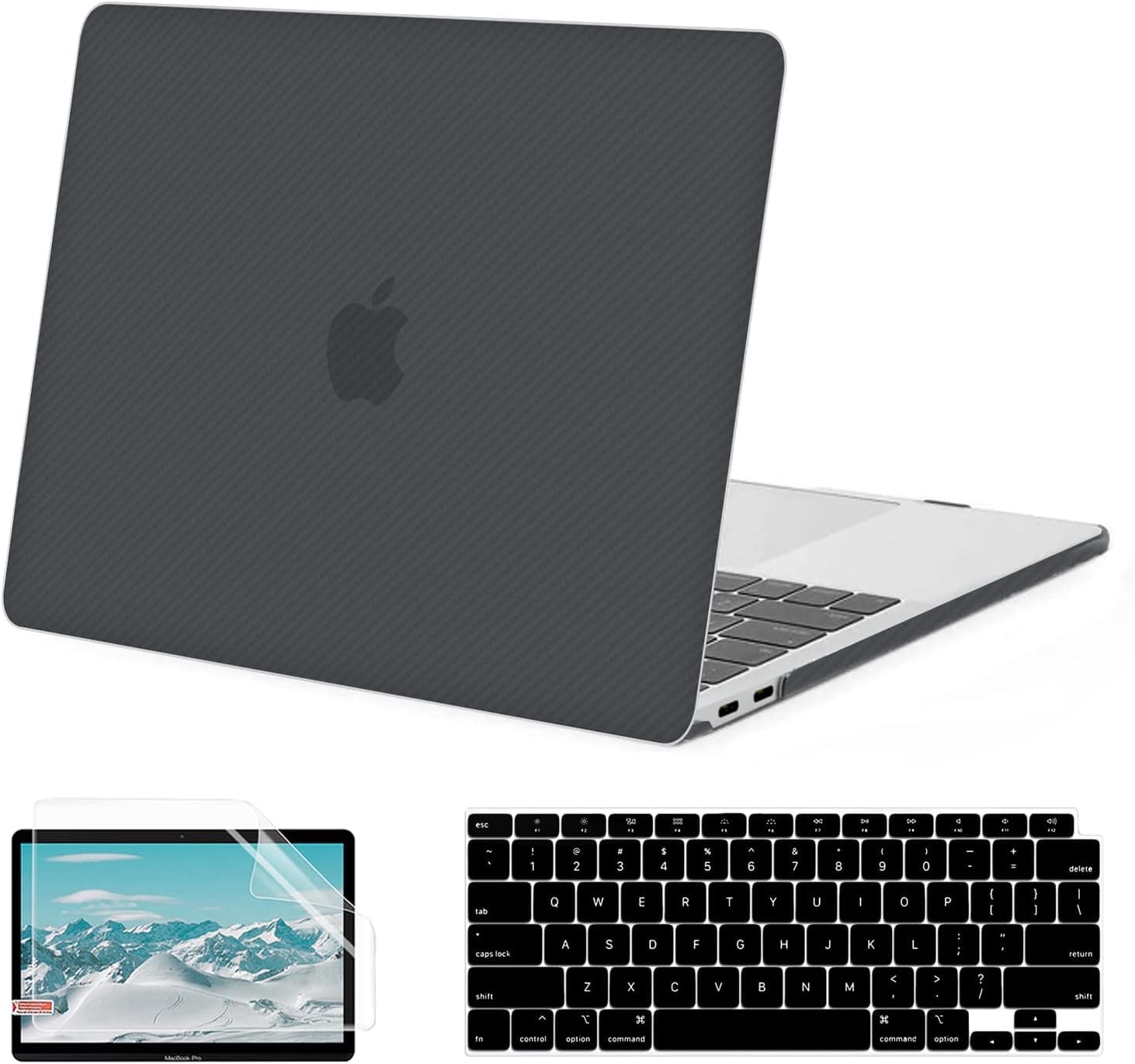G JGOO Compatible with MacBook Air 13 Inch Case 2022 2021 2020 2019 2018 Release M1 A2337 A2179 A1932 Touch ID, MacBook Air Case, Laptop Hard Shell Case+ 2 Keyboard Covers+Screen Protector, Black