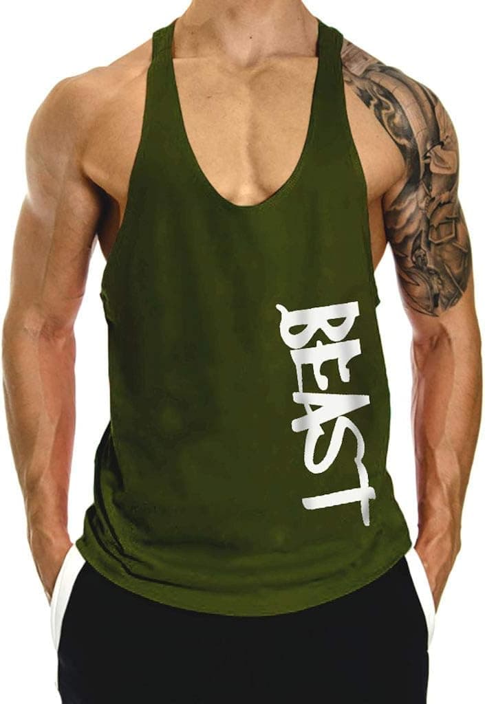 InleaderAesthetics Men's Tank Tops Sleeveless Shirts Y-Back Gym Workout Stringer Tank Tops Bodybuilding Fitness T-Shirts