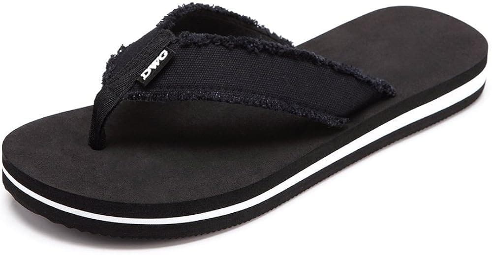 Men's Flip Flops Beach Sandals Lightweight EVA Sole Comfort Thongs(12,Black)