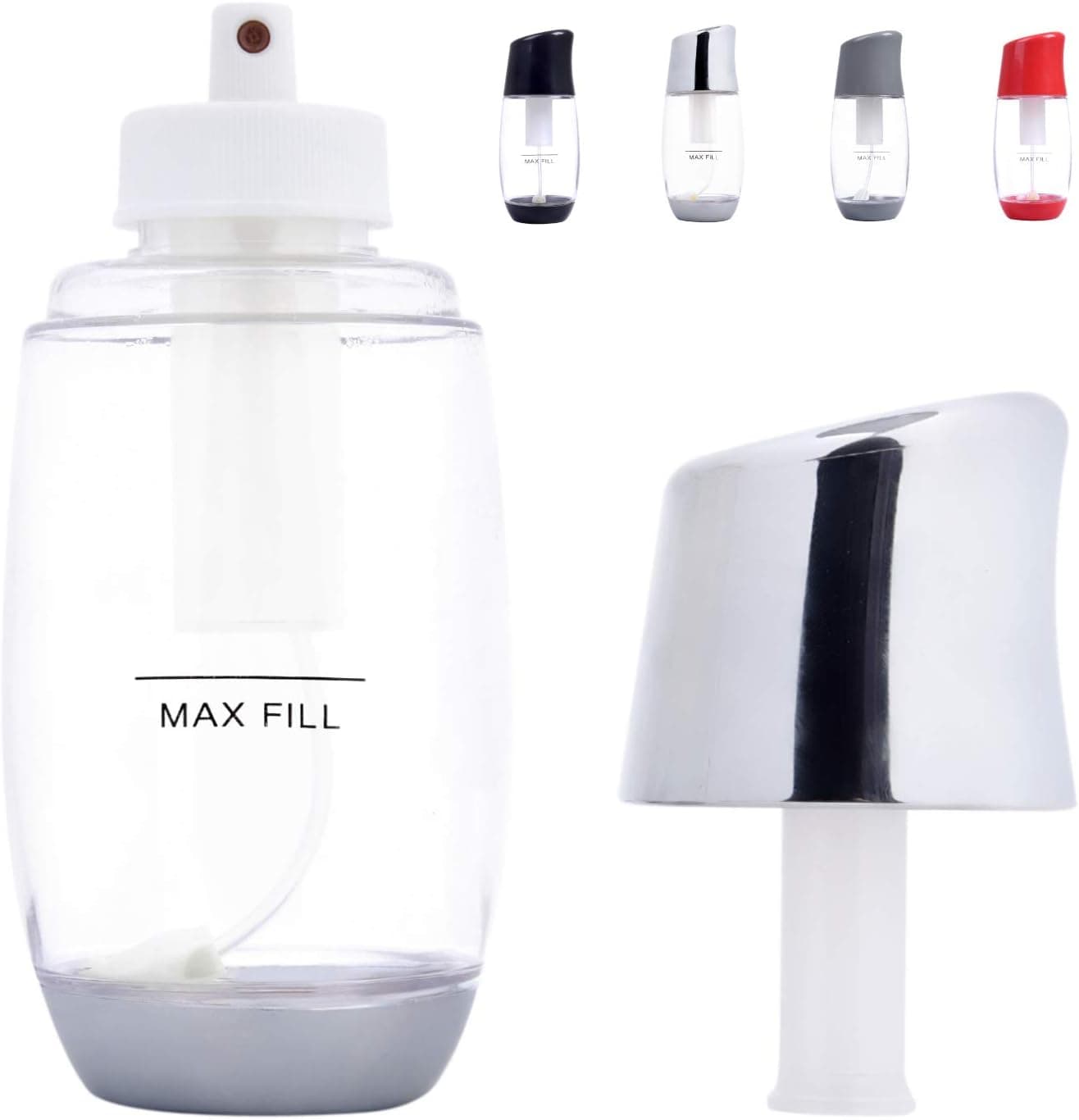 Ideal Olive Oil Sprayer Mister - Premium Air Pressure Only Clog-Free Cooking Oil Mist for Salads, Baking, Grilling, Air Fryers by The Fine Life - Chrome