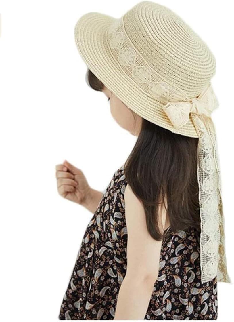 Little Girl Kids Summer Straw Hat,Toddler Girls Wide Brim Floppy Beach Sun Visor Hat,Girl's Sun Hat (2-4 Years, Beige)