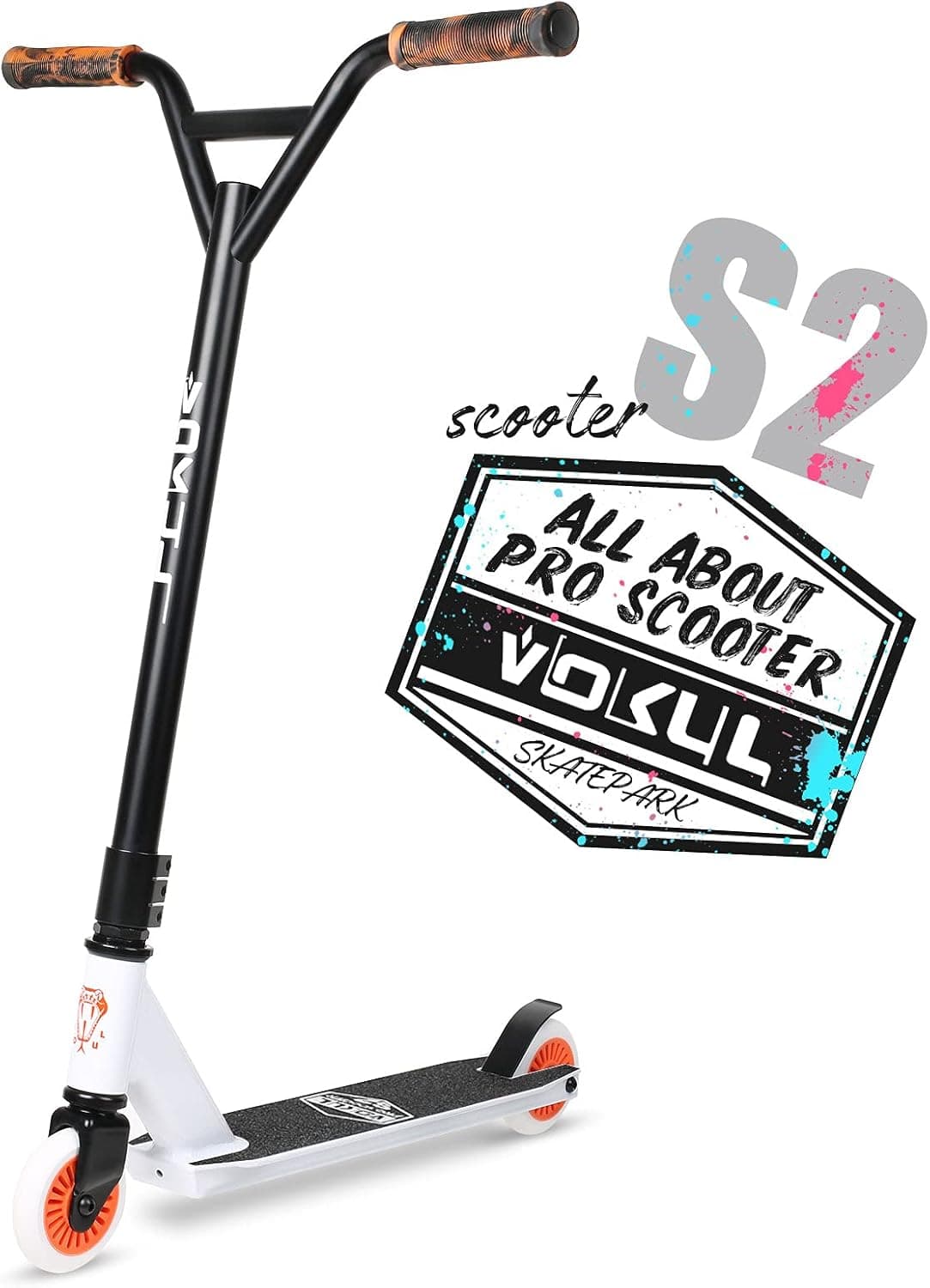 VOKUL Complete Pro Scooter for Kids Boys Girls Teens Up 6 Years - Freestyle Tricks Pro Stunt Scooter - High Performance Gift for Skatepark Street Tricks