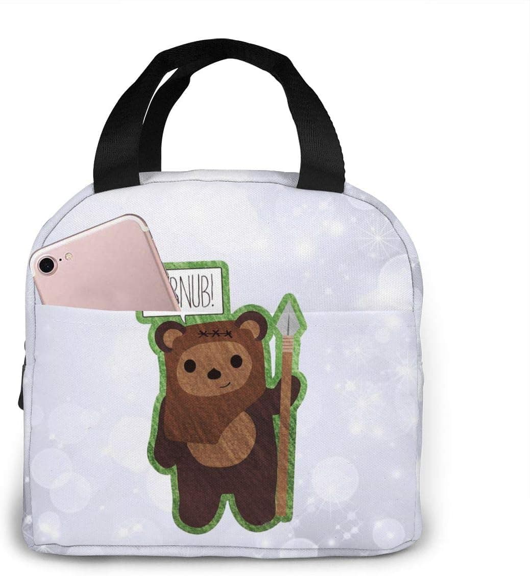 Cute Lunch Bag Reusable Insulated Cooler Tote Box With Front Pocket Zipper Closure For Woman Man Work Pinic Or Travel