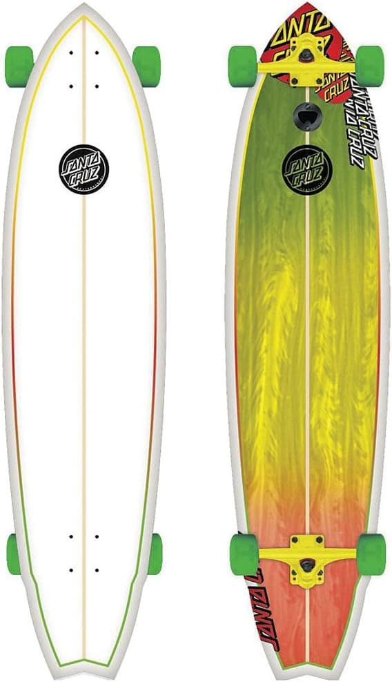 Santa Cruz Skate Big Wave Rasta Shark Sk8 Cruzer Complete Skateboard, 10.4 x 42.3-Inch