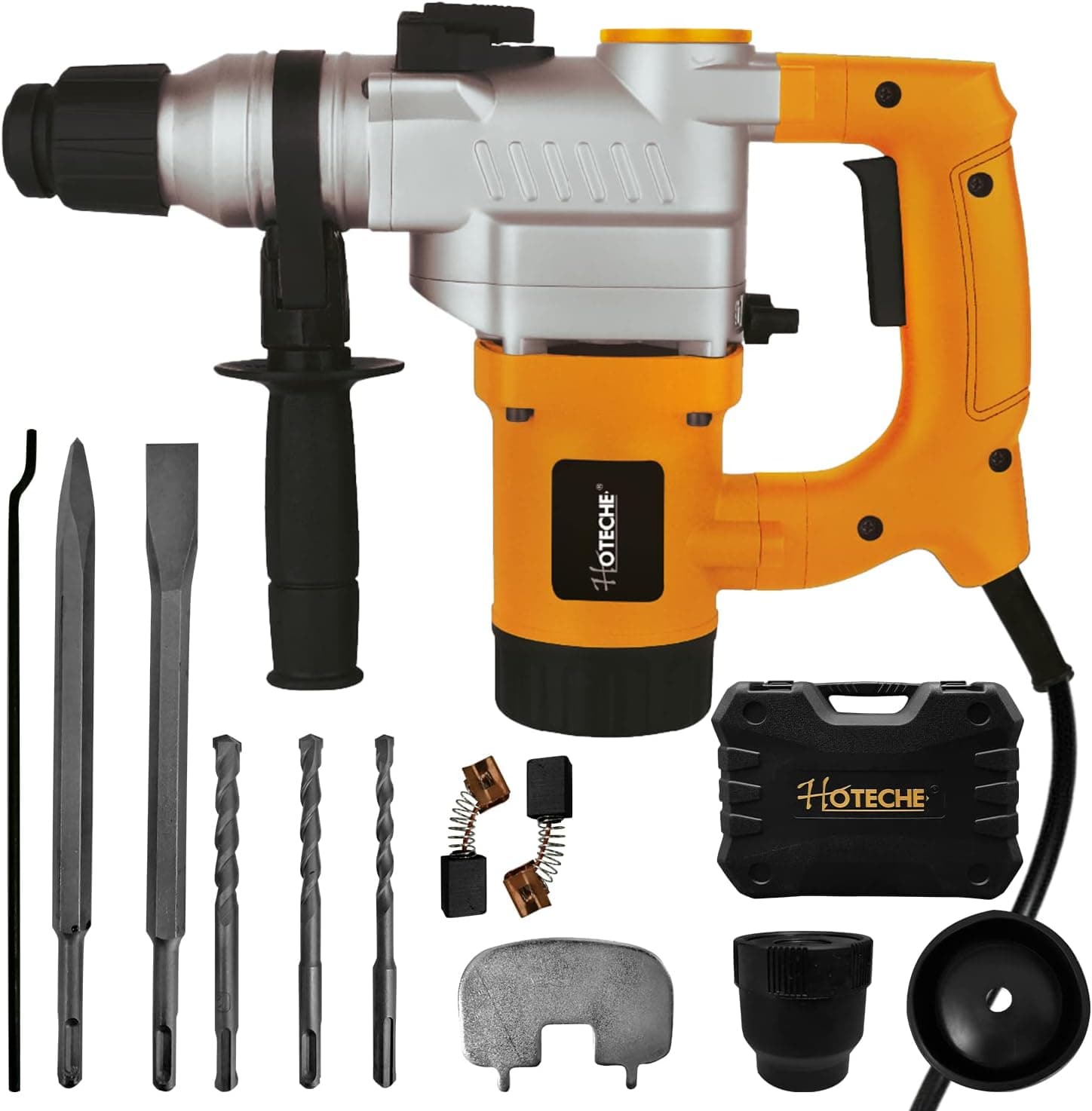 HOTECHE SDS-Plus Hammer Drill, 6.7-Amp 3 Functions Corded Demolition Hammer for Concrete Drill with EXTRA 13MM(1/2”) Drill Chuck (black)