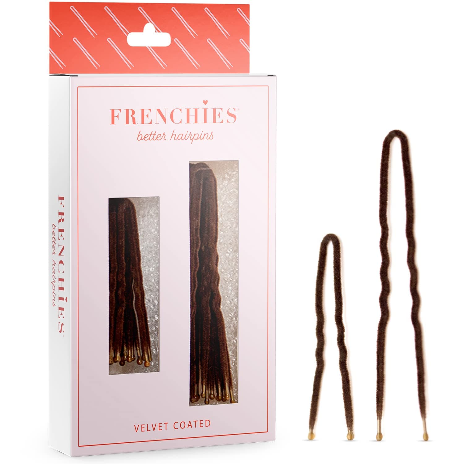 Frenchies Ultra Flocked Extra Soft French Twist Hair Pins: The French Hair Pins for Buns, Wedding Updo Hairstyles, Hair Extensions + Wigs, 20 Count, Brown