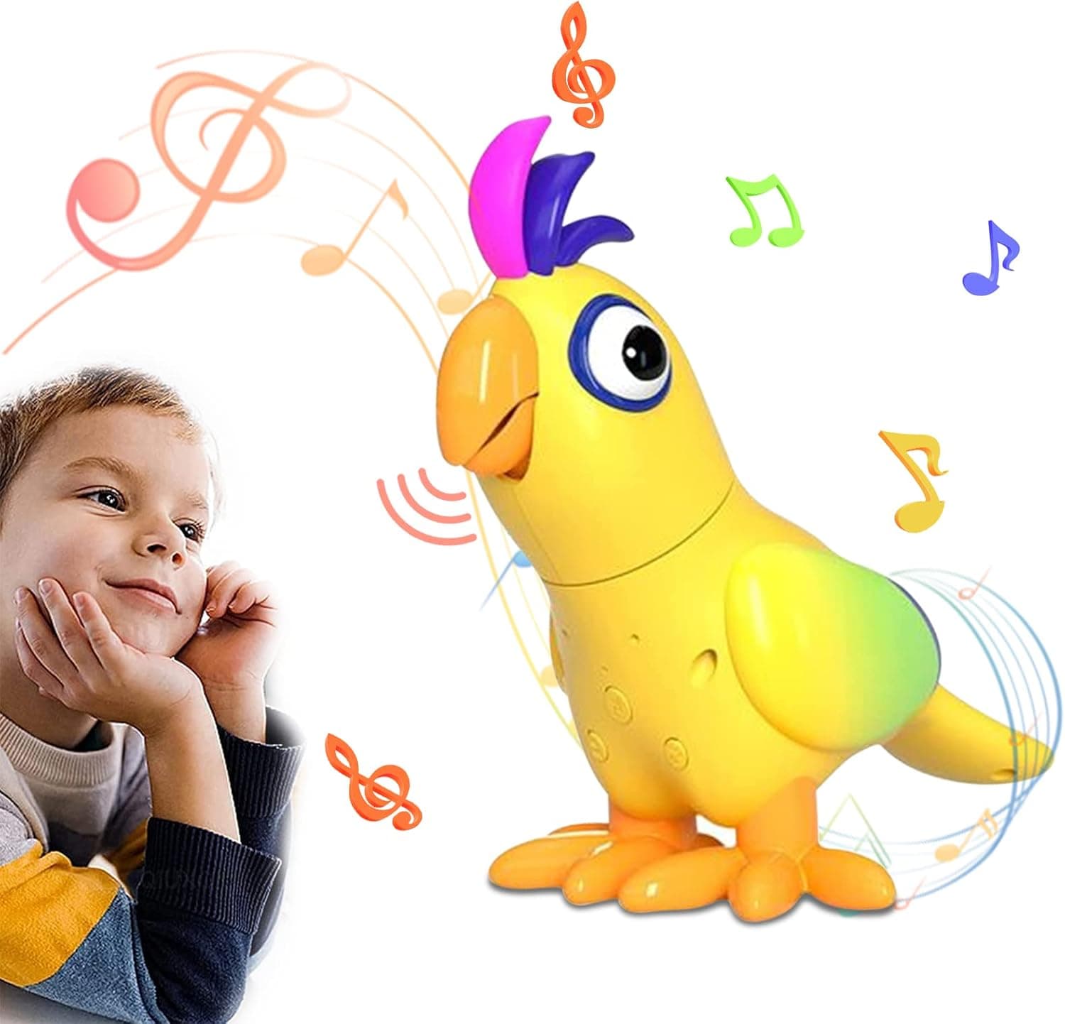 Milebro Upgrade Newest Talking Parrot, Smart Talk Back Realistic Fake Bird Interactive Cute Toy for Kids Boys Girls Christmas Birthday Party Gift (Yellow)