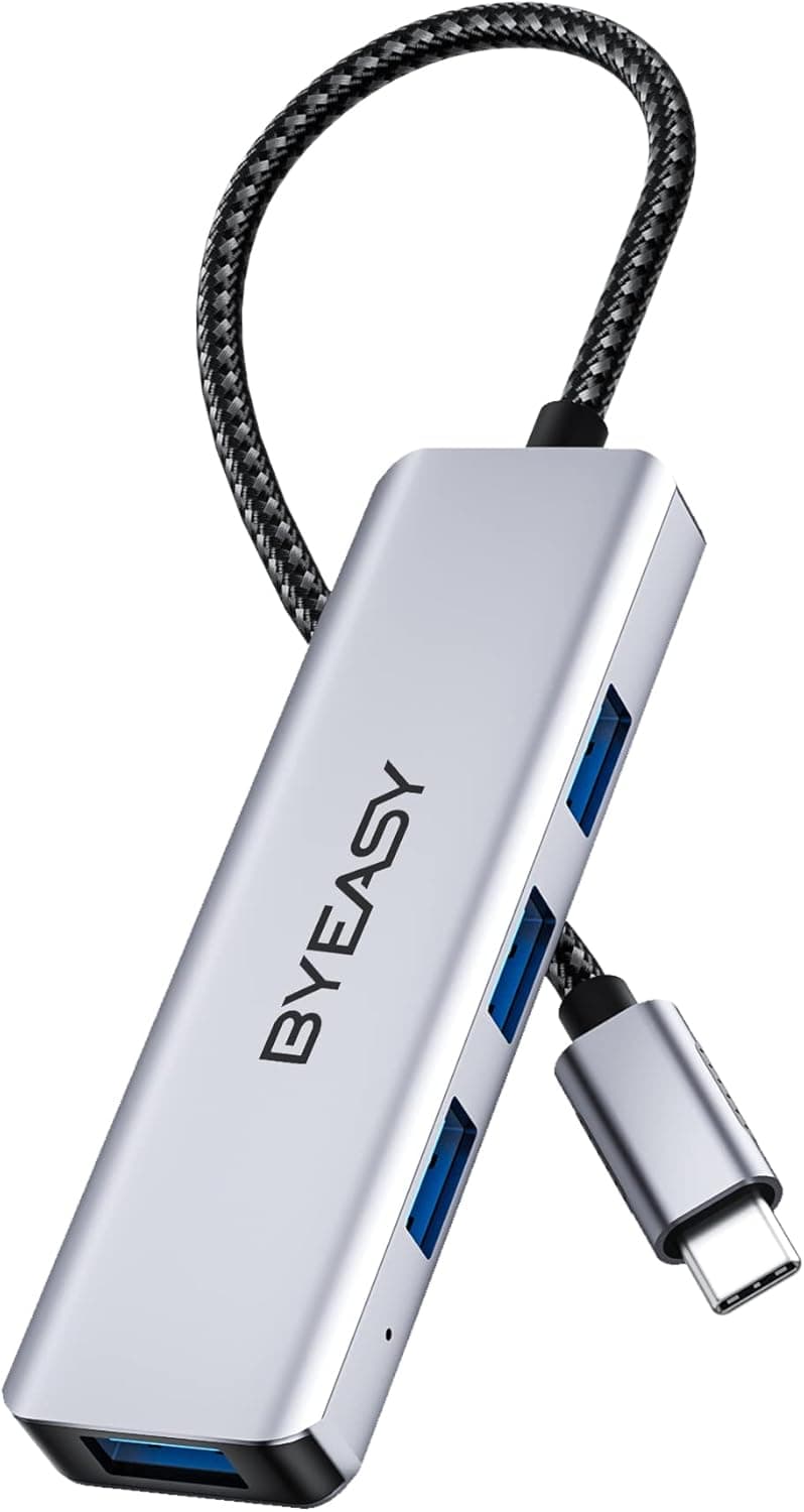 BYEASY USB C Hub 4 Ports - USB Hub for Laptop USB C to USB Multiport Adapter with Power Port - USB C Splitter Compatible for USB C Laptops MacBook Pro MacBook Air and Other Type C Devices