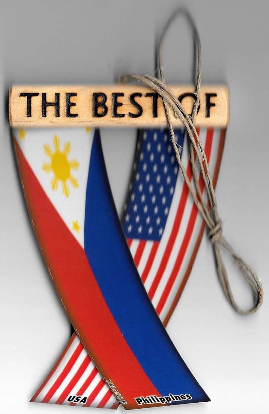 PHILIPPINES AND USA FILIPINO AMERICAN ASIAN PACIFIC ISLANDER REARVIEW MIRROR MINI BANNER HANGING FLAGS FOR THE CAR UNITY FLAGZ™.