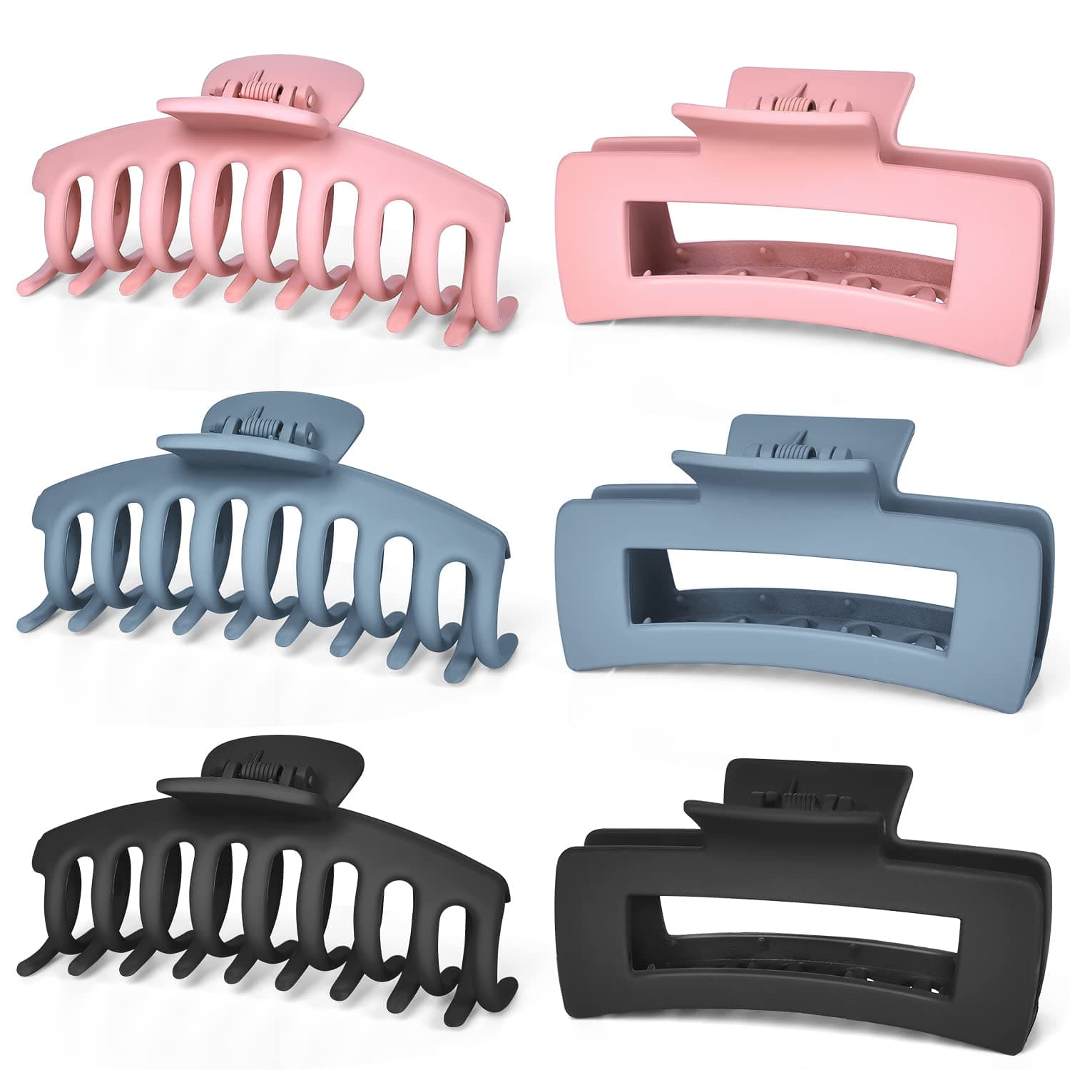 Bealee Big Hair Claw Clips for Women Girls, Nonslip Matte Hair Clips for Thick Thin Long Hair, 4 Inch Large Banana Jaw Clip Hairclips Accessories, Strong Hold Hair Clamps (6 Packs, 2 Style)