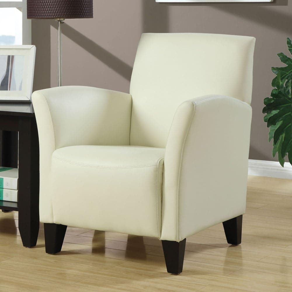 Monarch Specialties Leather-Look Accent Chair, Ivory