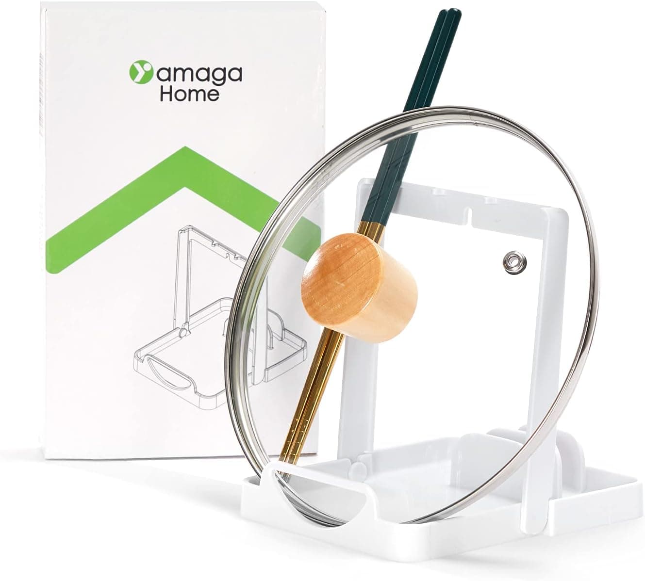 Spoon Rest with Pod Lid Holder, Utensil Rest with Drip Pad, BPA-Free Spoon Rest & Pod Lid Holder for Cookbooks, Ladles, Tongs & More in Kitchen