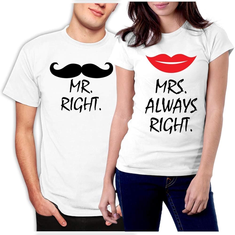 Matching Mr Right Mrs Always Right Couple T-Shirts