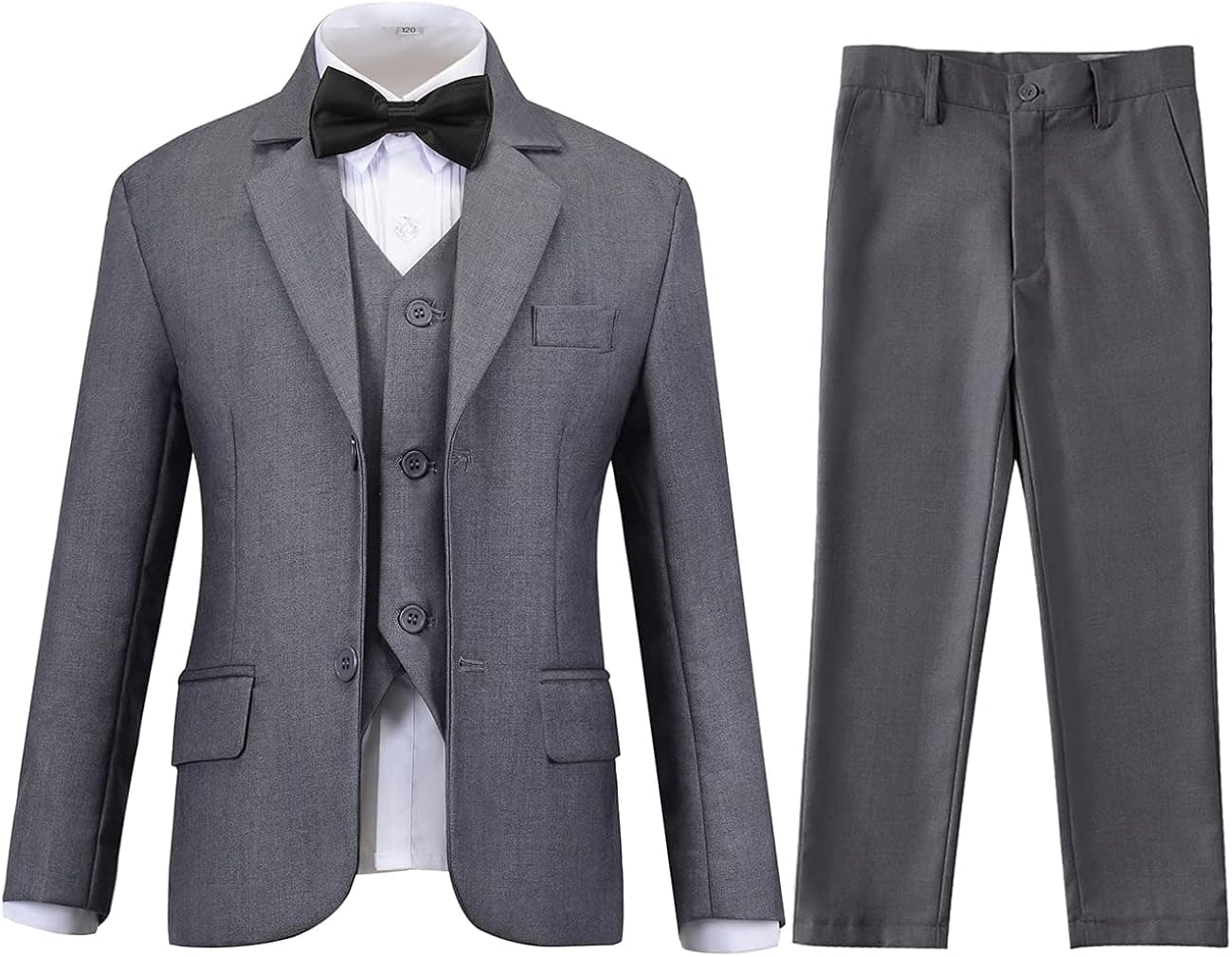 Lycody Boys Suits Formal 5 Piece Notched Lapel Suit Set with Tie and Vest