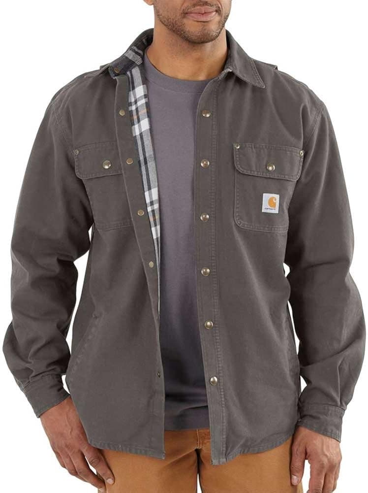 Carhartt Men's Weathered Canvas Snap Front Shirt Jacket