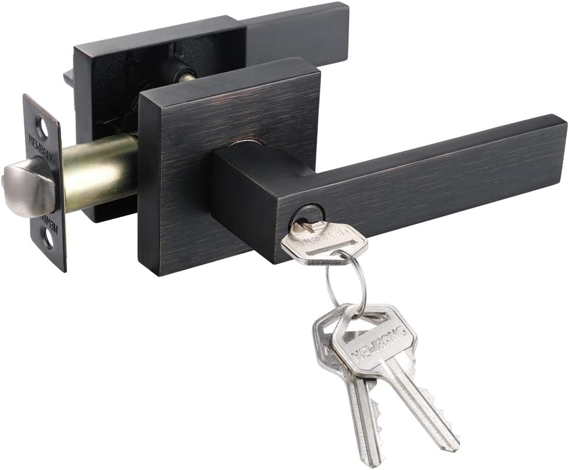 Keyed Entry Lever Lock for Exterior Door and Front Door Heavy Duty Lever Door Lock Handle Oil Rubbed Bronze Finish HTL01-ORB-ET-1P-1