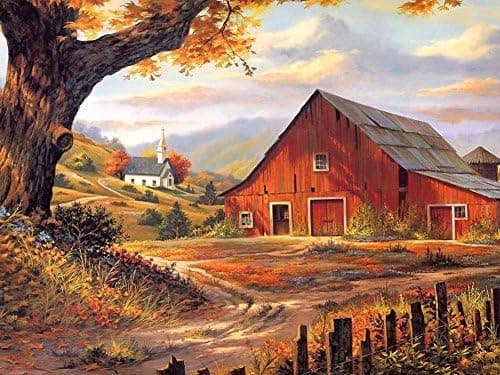 Friday's Chance The Little Red Barn - Oil Painting On Canvas Modern Wall Art Pictures For Home Decoration(16 x 20 inch,Frameless)