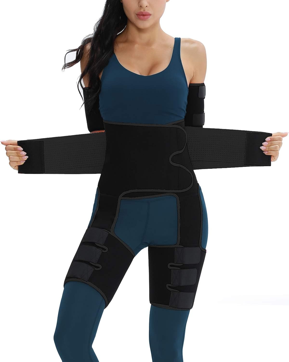 siliteelon 4 in 1 Elastic Band Arm and Thigh Waist Trainer for Women, Butt Lifter High Waist Enhancer Trimmer Plus Size