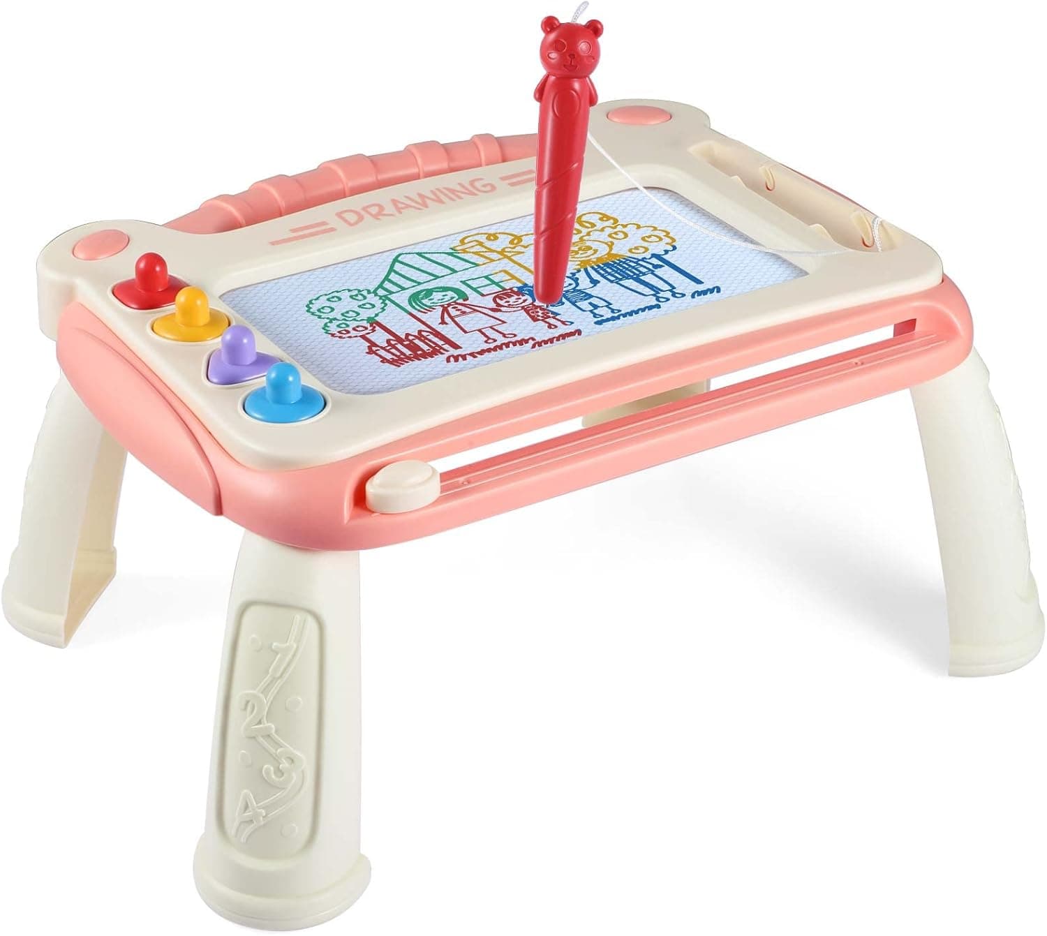 Smasiagon Magnetic Drawing Pad Doodle Board with Legs, Preschool Educational Learning Toys for Toddler Age 1 2 3 Year Old Boys Girls (Pink)